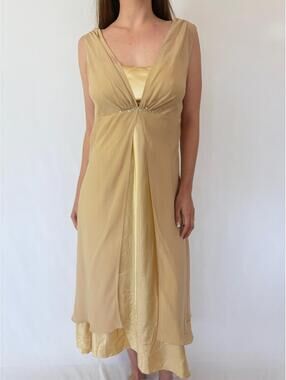 Nude Cream Shimmery Embellished Mesh Overlay Vintage Princess Dress